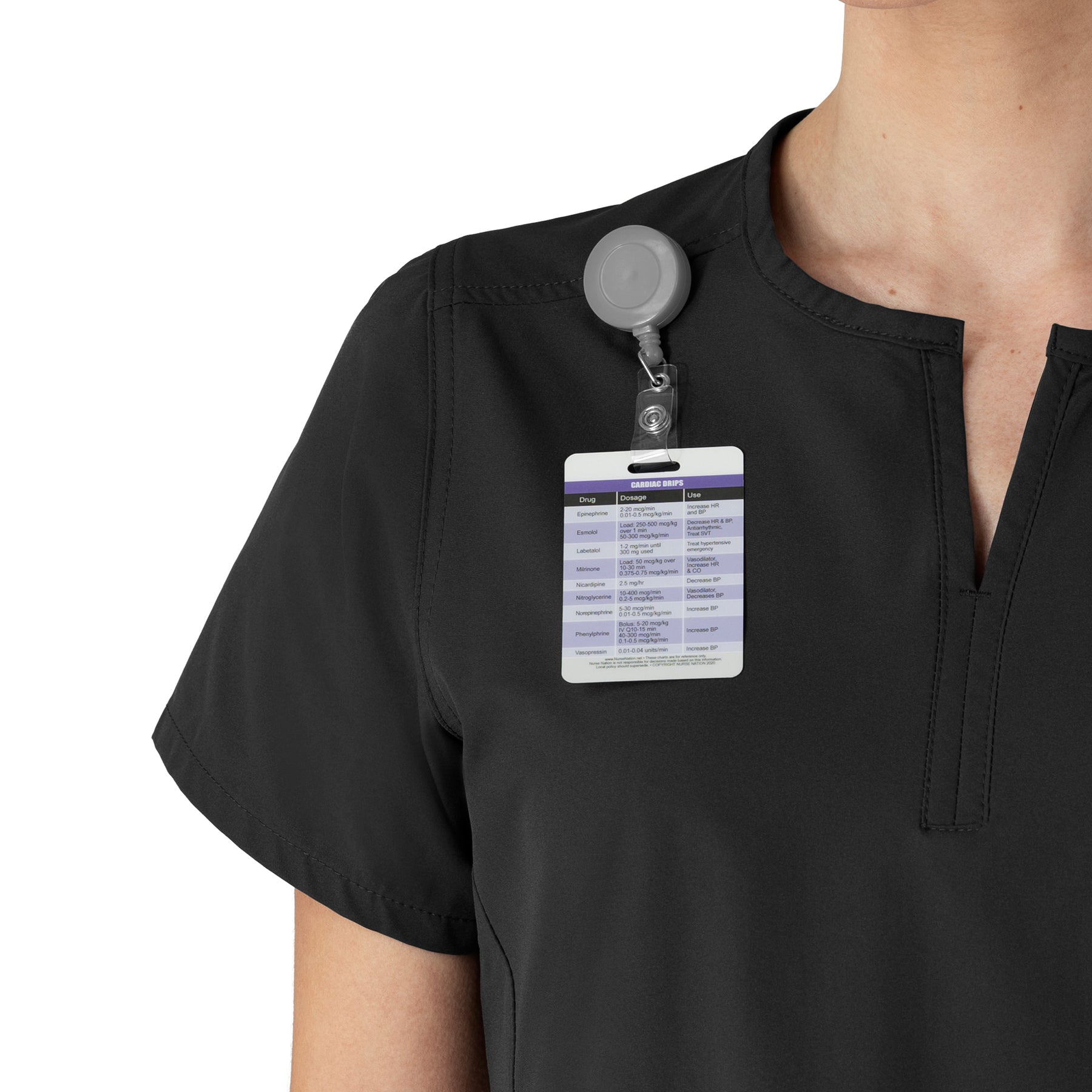 Force Essentials Women's Notch Neck Tunic Scrub Top Black side detail 2