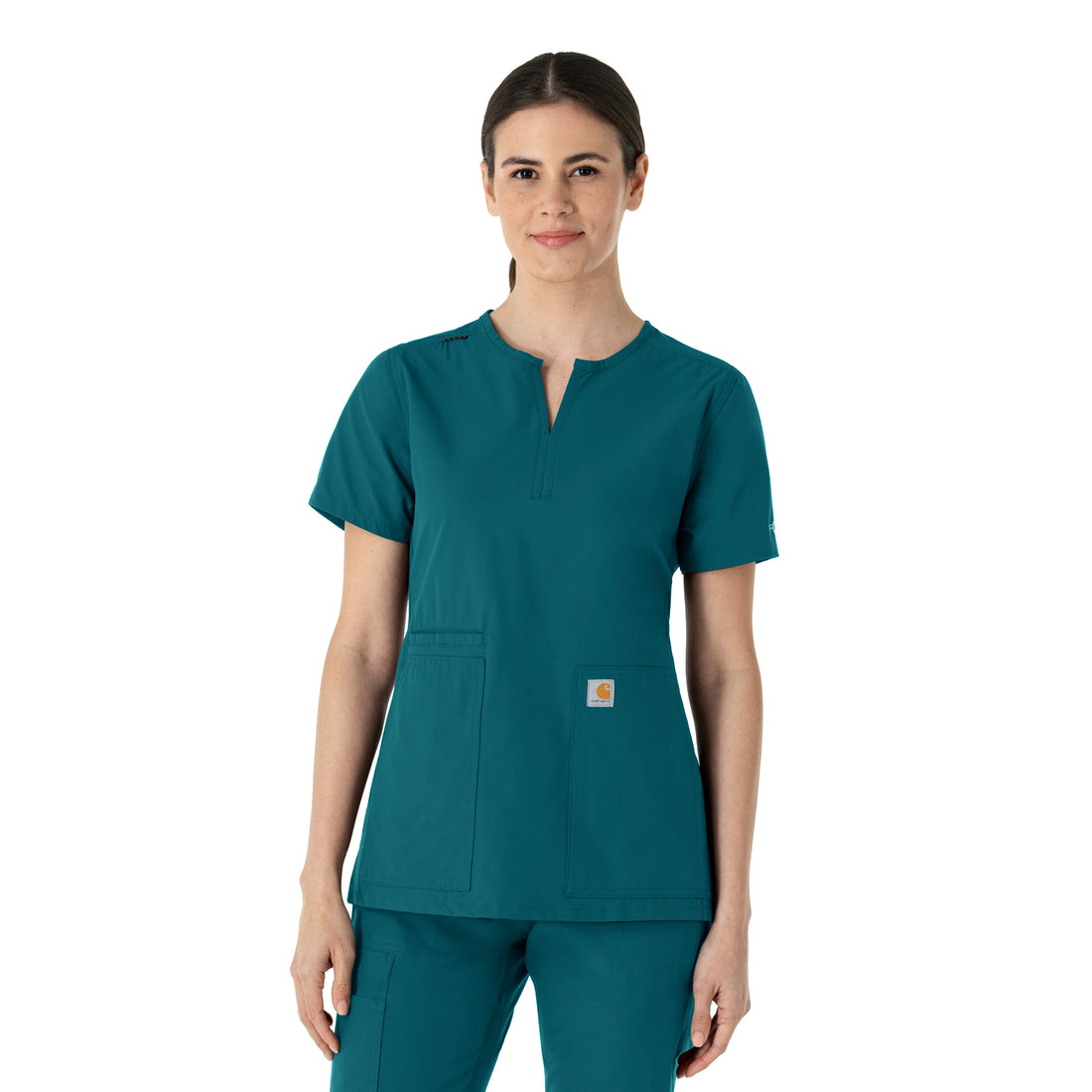 Force Essentials Women's Notch Neck Tunic Scrub Top Caribbean Blue