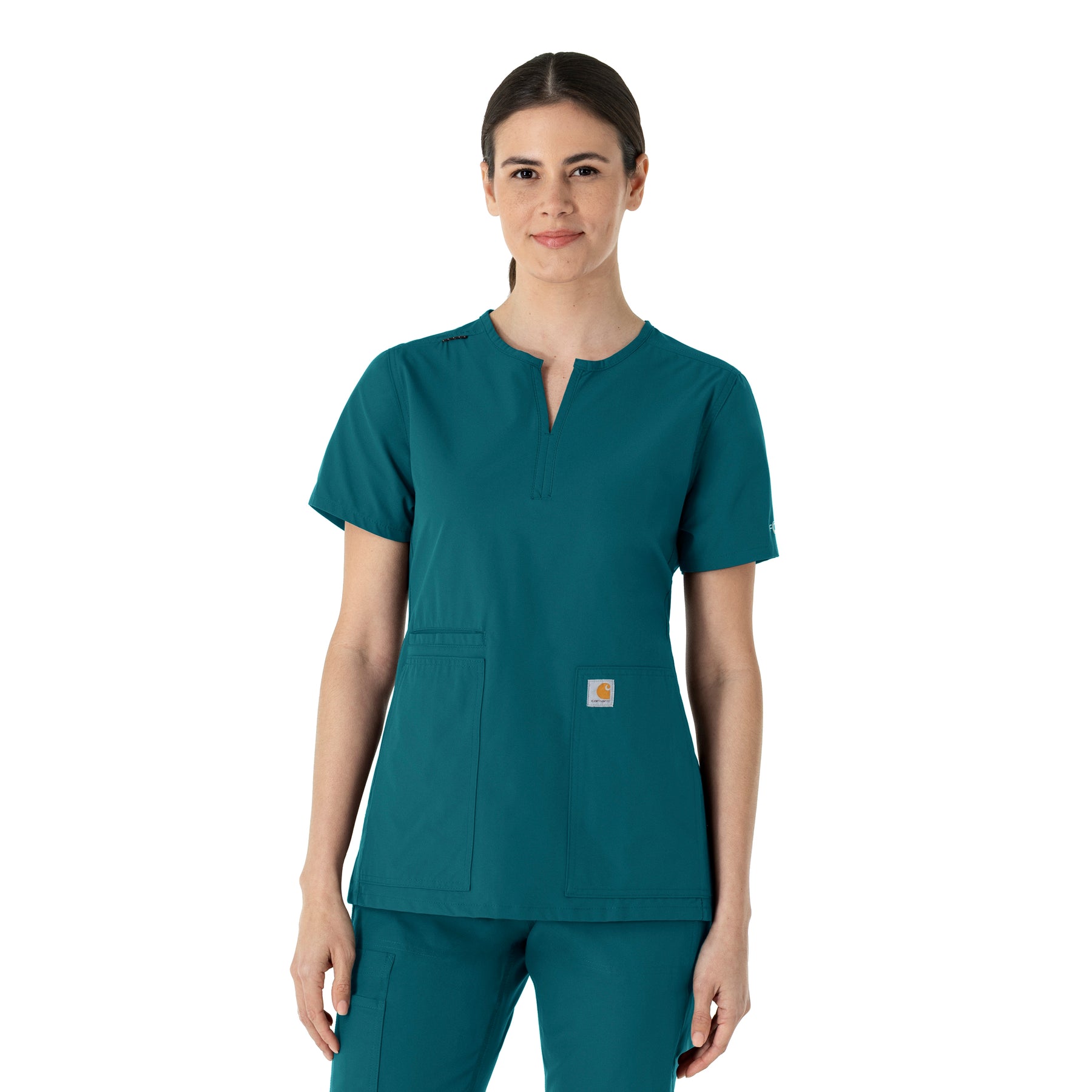 Force Essentials Women's Notch Neck Tunic Scrub Top Caribbean Blue