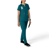 Force Essentials Women's Notch Neck Tunic Scrub Top Caribbean Blue full scrub set