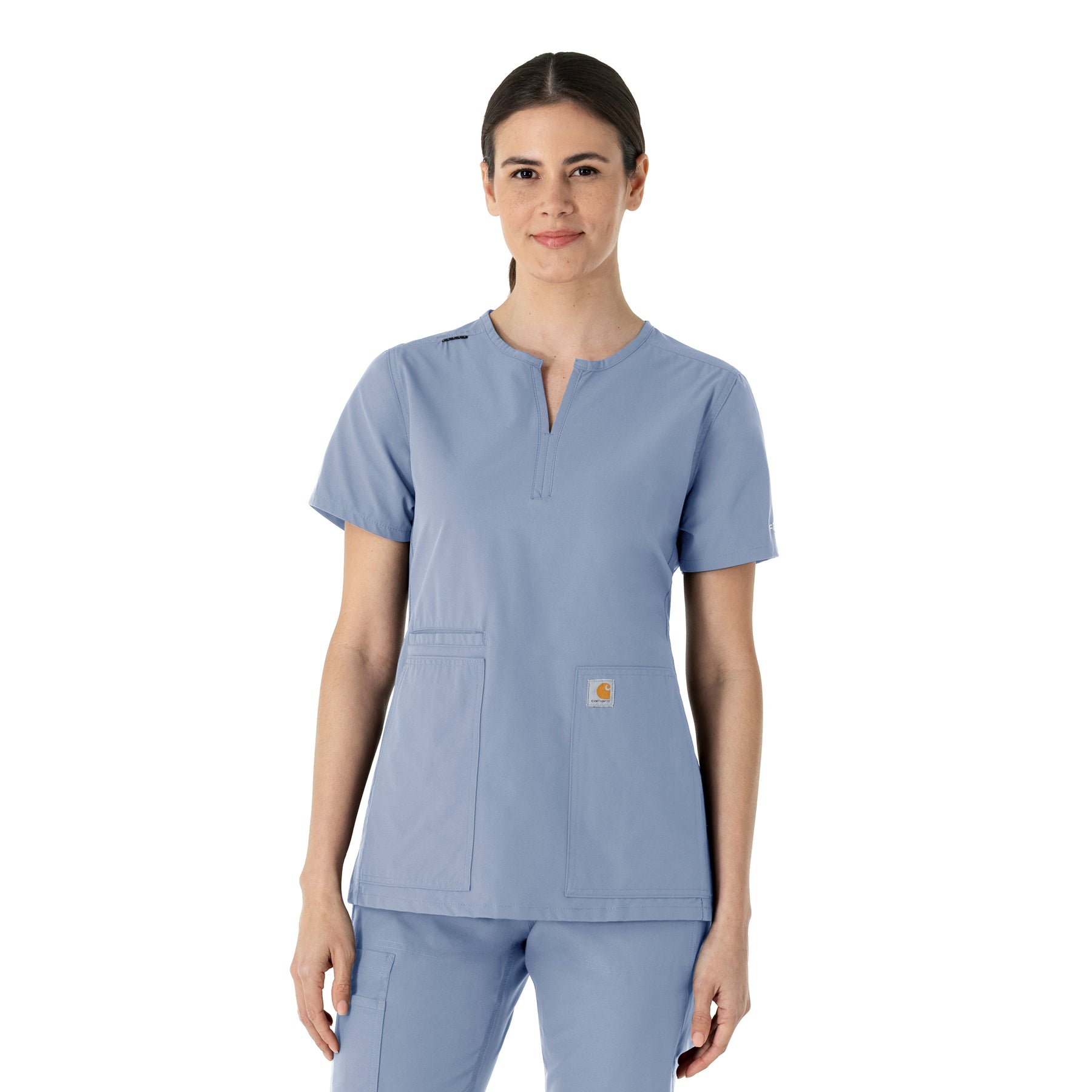 Force Essentials Women's Notch Neck Tunic Scrub Top Ceil Blue