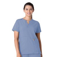 Force Essentials Women's Notch Neck Tunic Scrub Top Ceil Blue