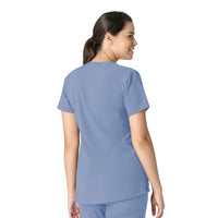 Force Essentials Women's Notch Neck Tunic Scrub Top Ceil Blue back view