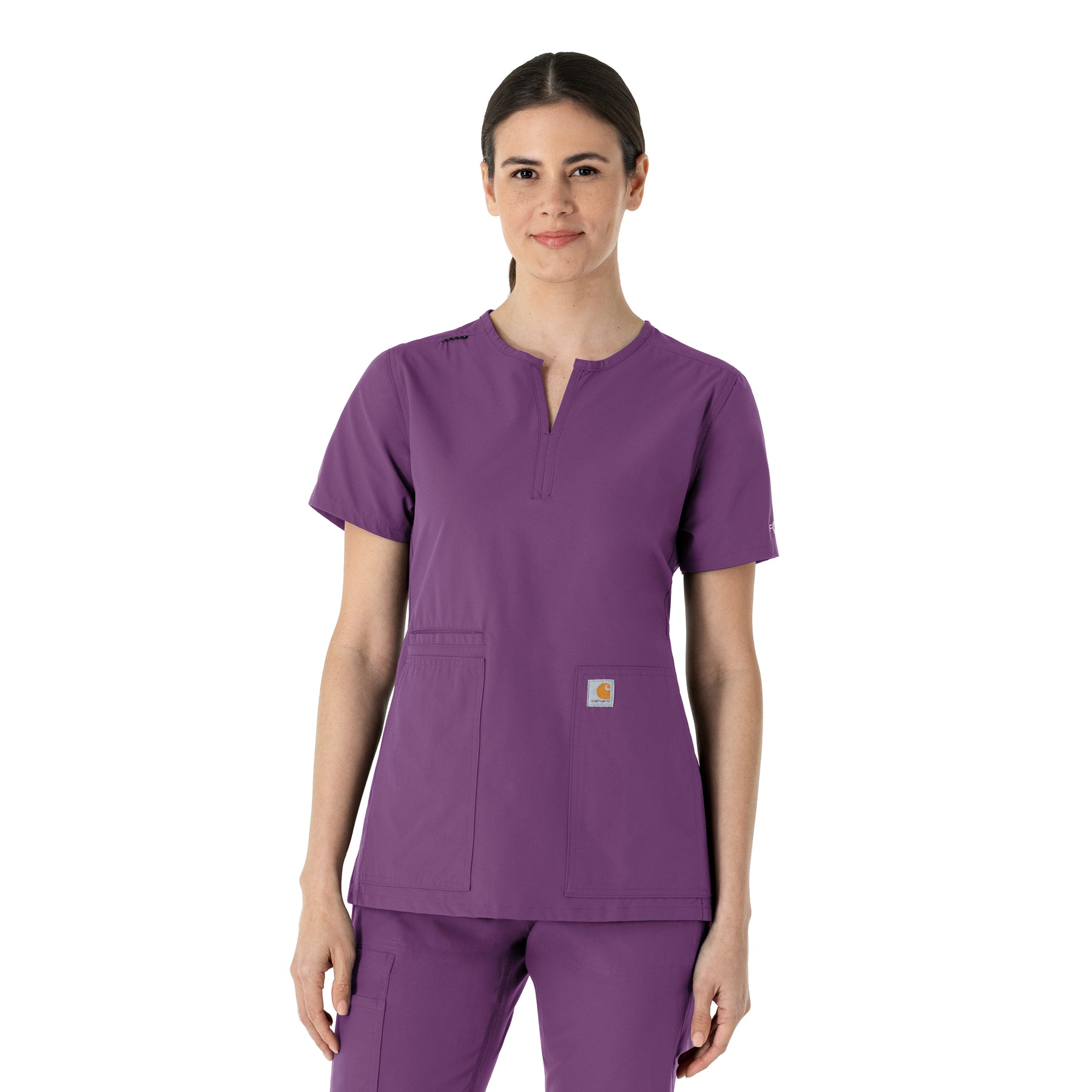 Force Essentials Women's Notch Neck Tunic Scrub Top Eggplant