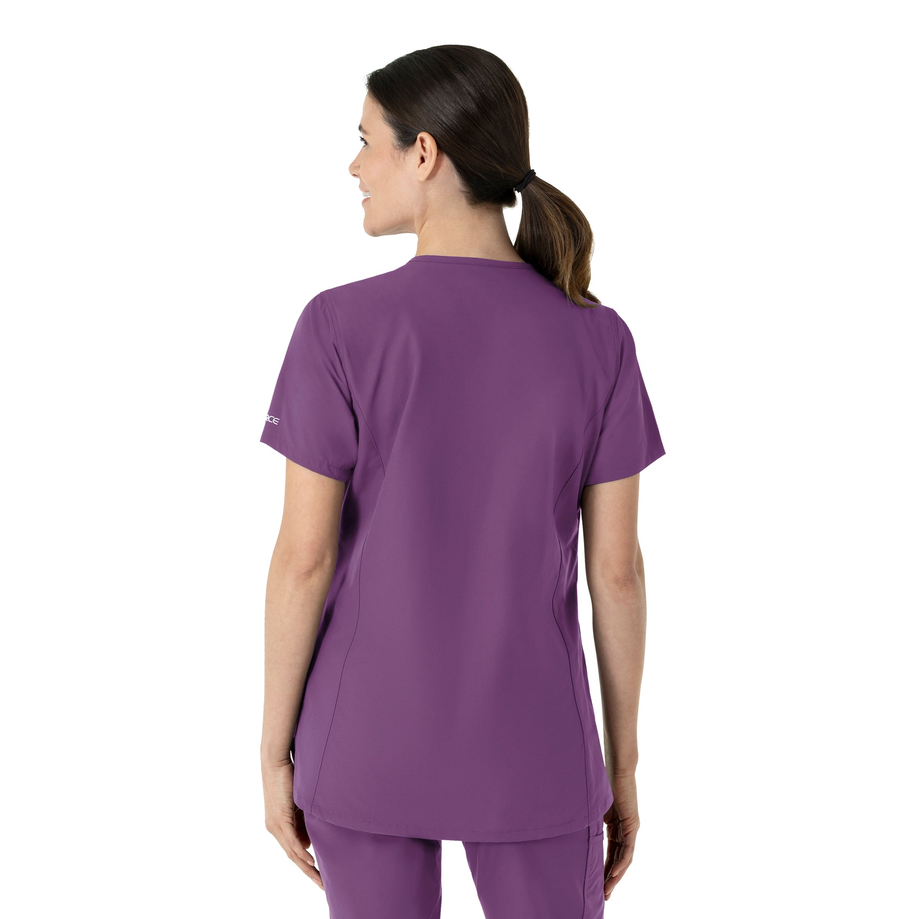 Force Essentials Women's Notch Neck Tunic Scrub Top Eggplant back view