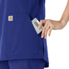 Force Essentials Women's Notch Neck Tunic Scrub Top Galaxy Blue front detail