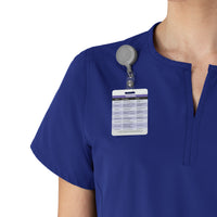 Force Essentials Women's Notch Neck Tunic Scrub Top Galaxy Blue side detail 2