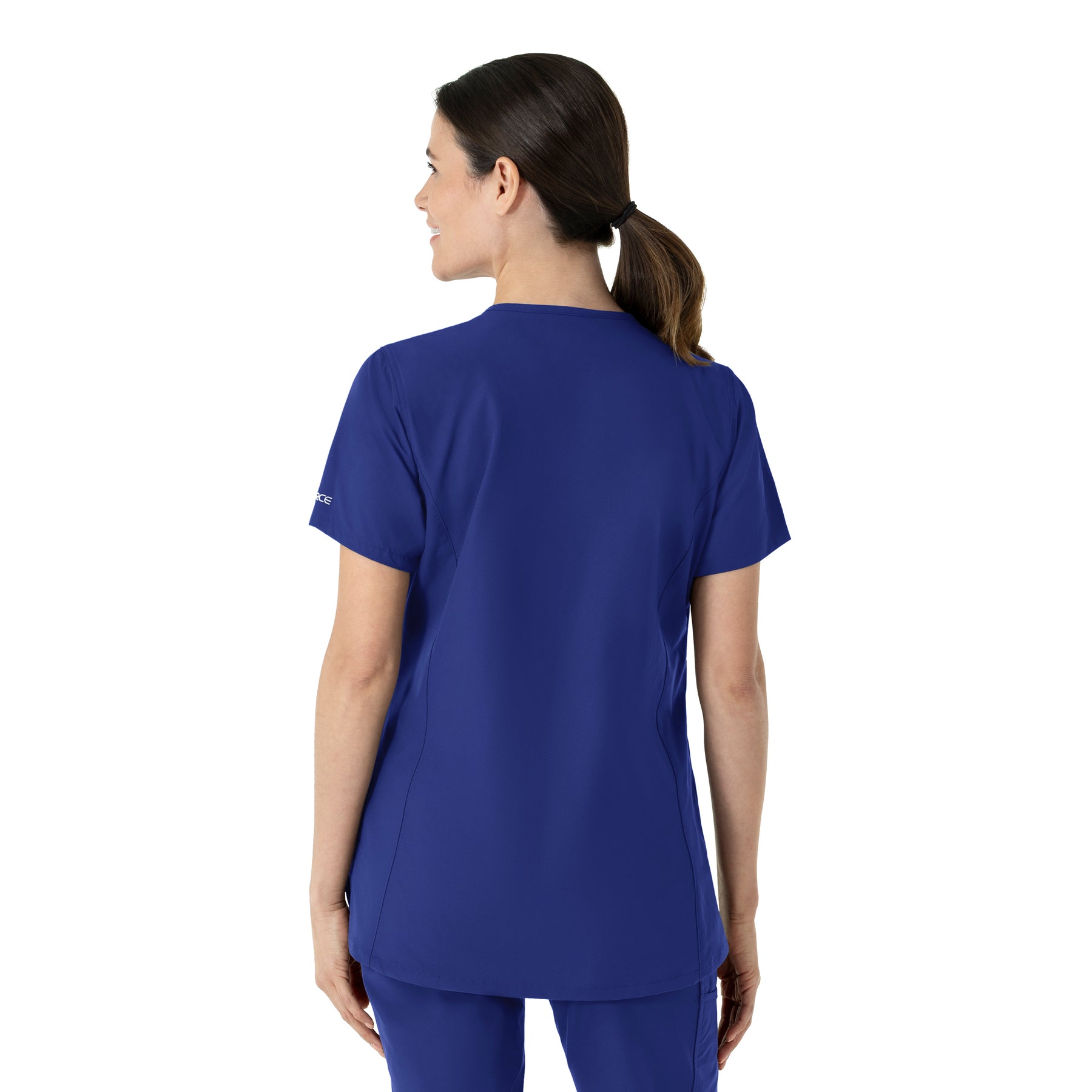 Force Essentials Women's Notch Neck Tunic Scrub Top Galaxy Blue back view