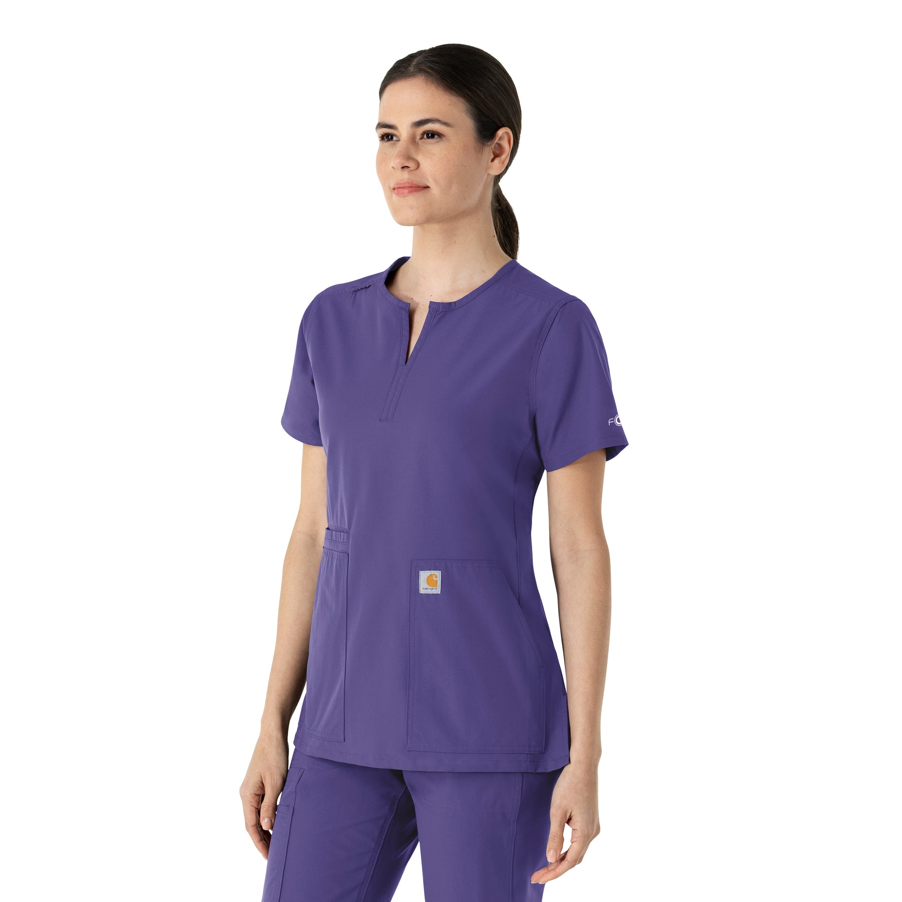 Force Essentials Women's Notch Neck Tunic Scrub Top Grape side view