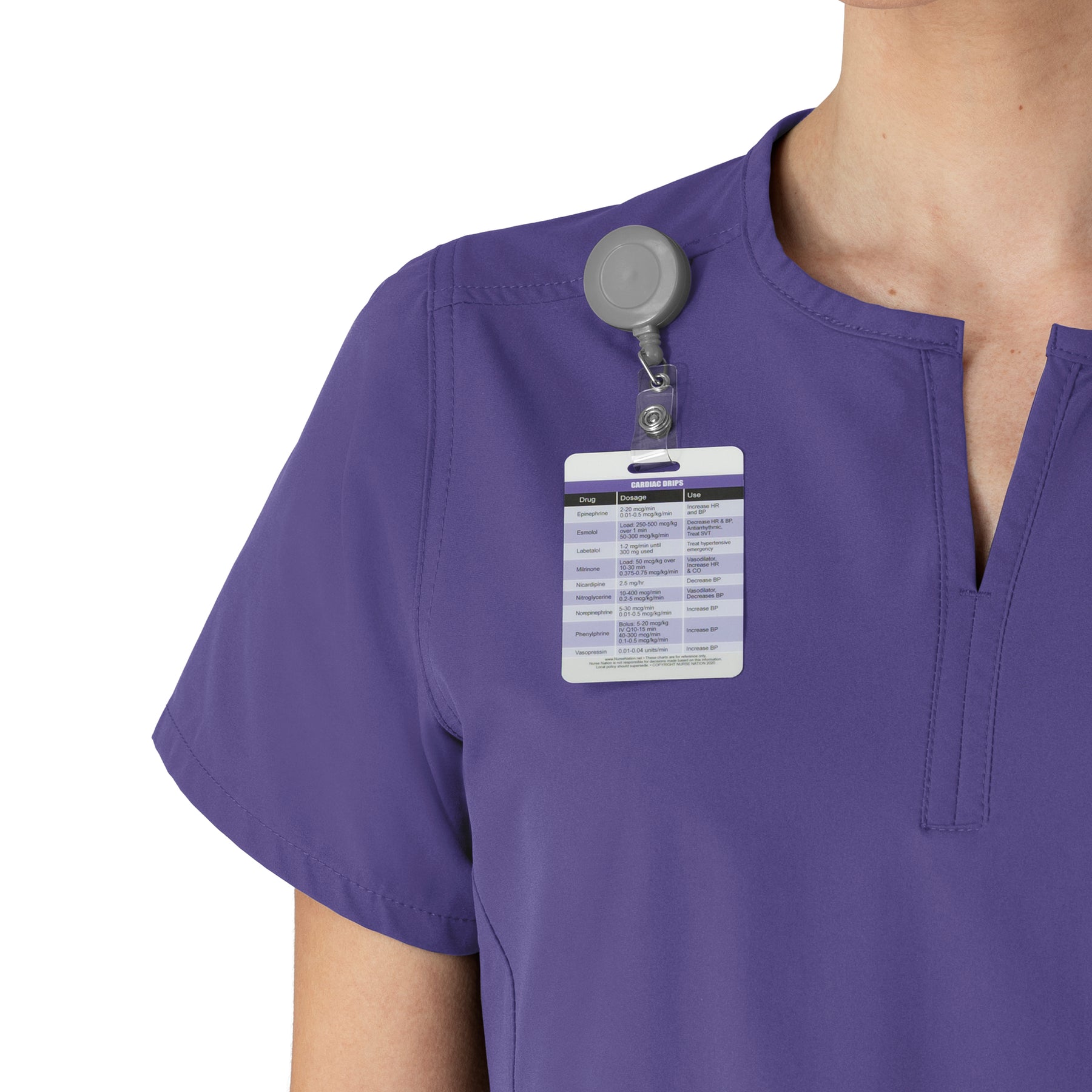Force Essentials Women's Notch Neck Tunic Scrub Top Grape side detail 2