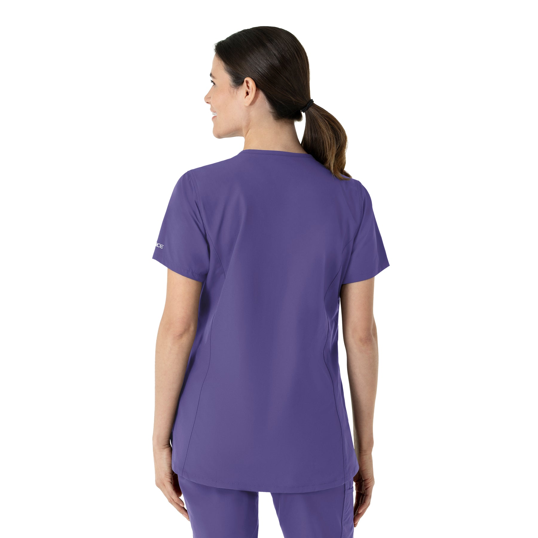 Force Essentials Women's Notch Neck Tunic Scrub Top Grape back view