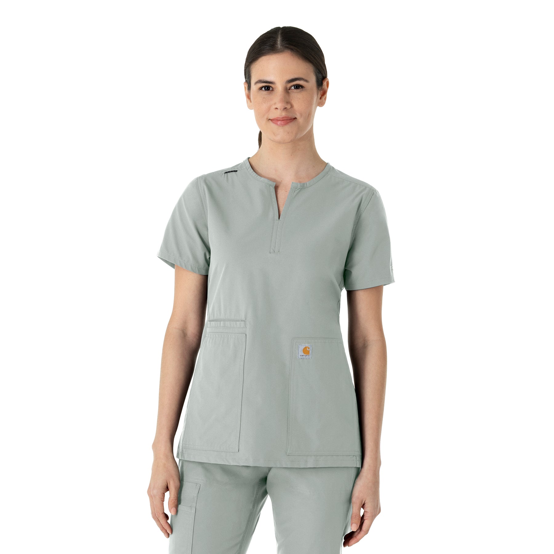 Force Essentials Women's Notch Neck Tunic Scrub Top Grey