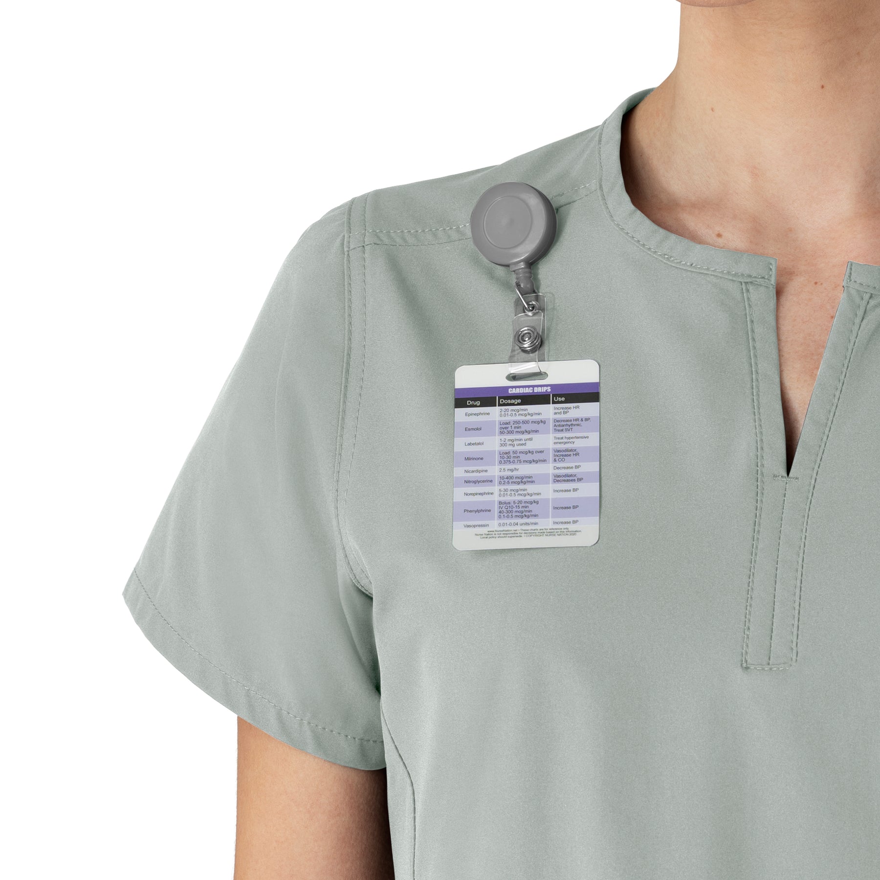 Force Essentials Women's Notch Neck Tunic Scrub Top Grey side detail 2