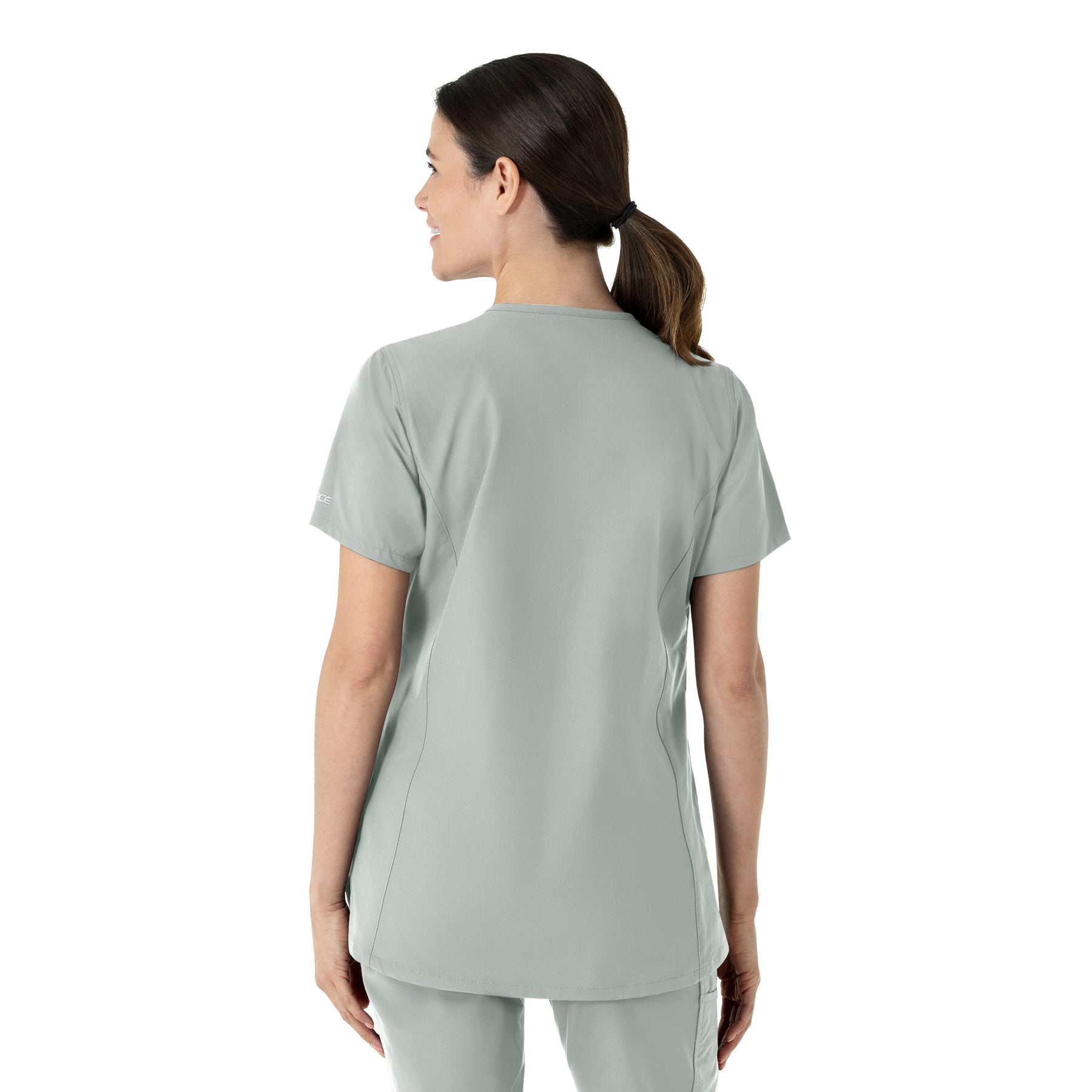 Force Essentials Women's Notch Neck Tunic Scrub Top Grey back view