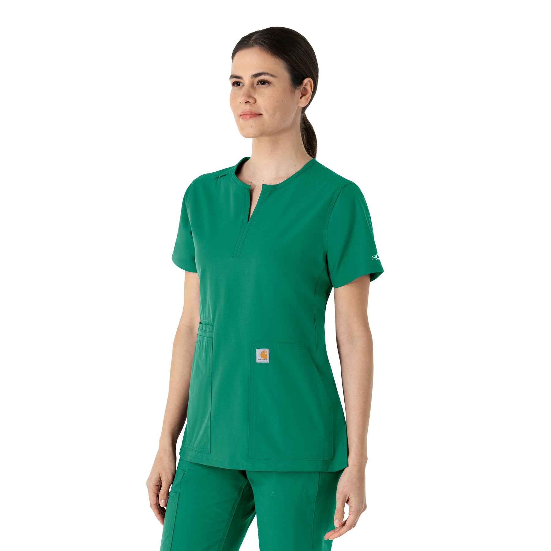 Force Essentials Women's Notch Neck Tunic Scrub Top Hunter side view