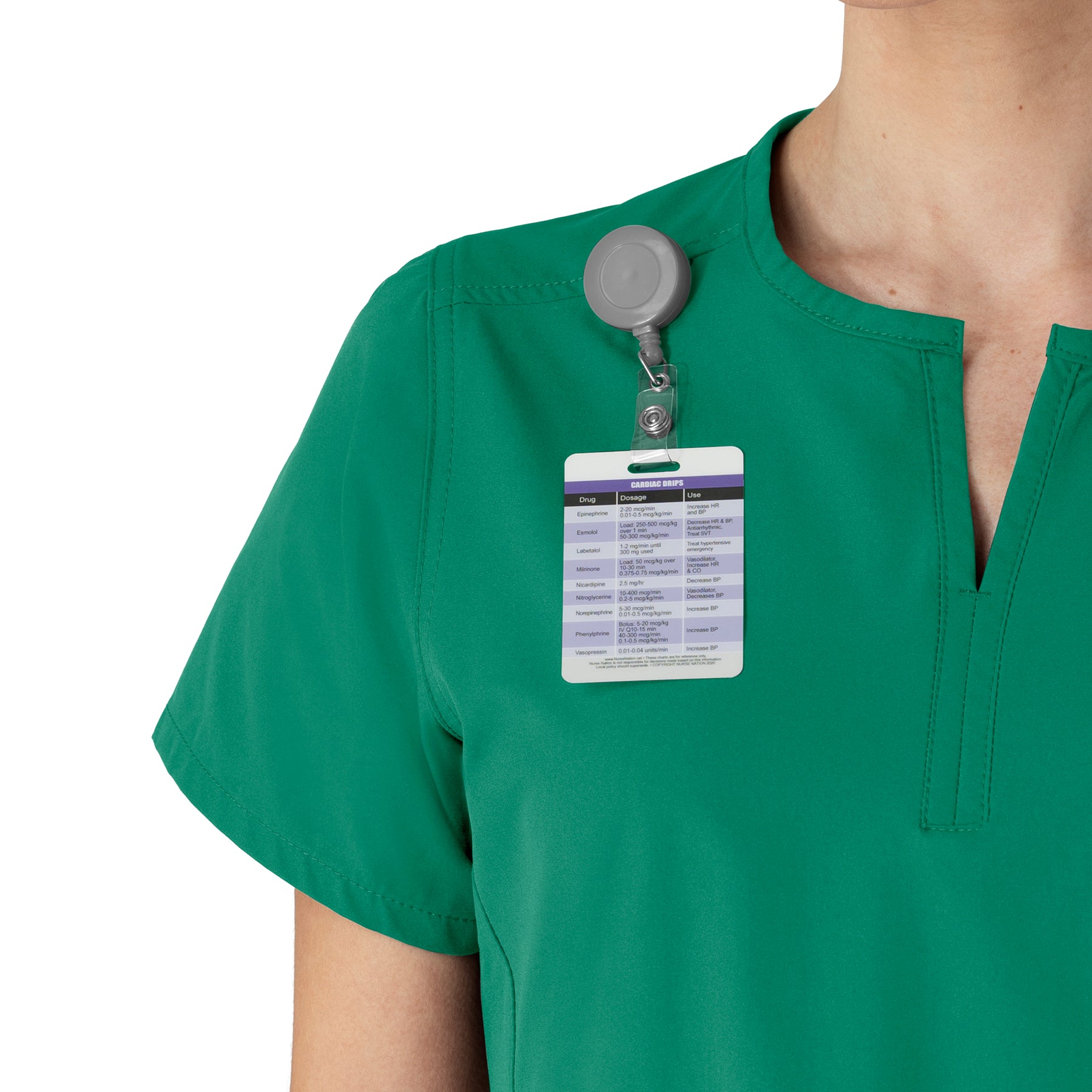 Force Essentials Women's Notch Neck Tunic Scrub Top Hunter side detail 2