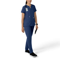 Force Essentials Women's Notch Neck Tunic Scrub Top Navy full scrub set