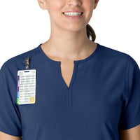 Force Essentials Women's Notch Neck Tunic Scrub Top Navy front detail