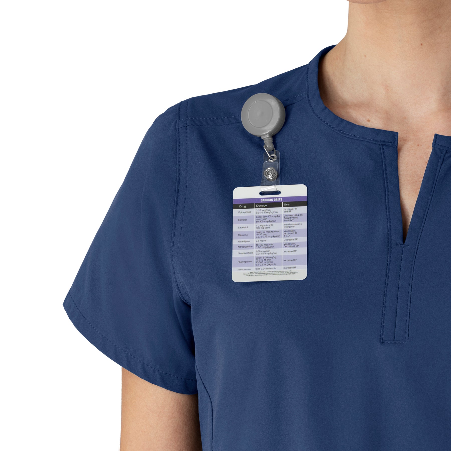 Force Essentials Women's Notch Neck Tunic Scrub Top Navy side detail 2