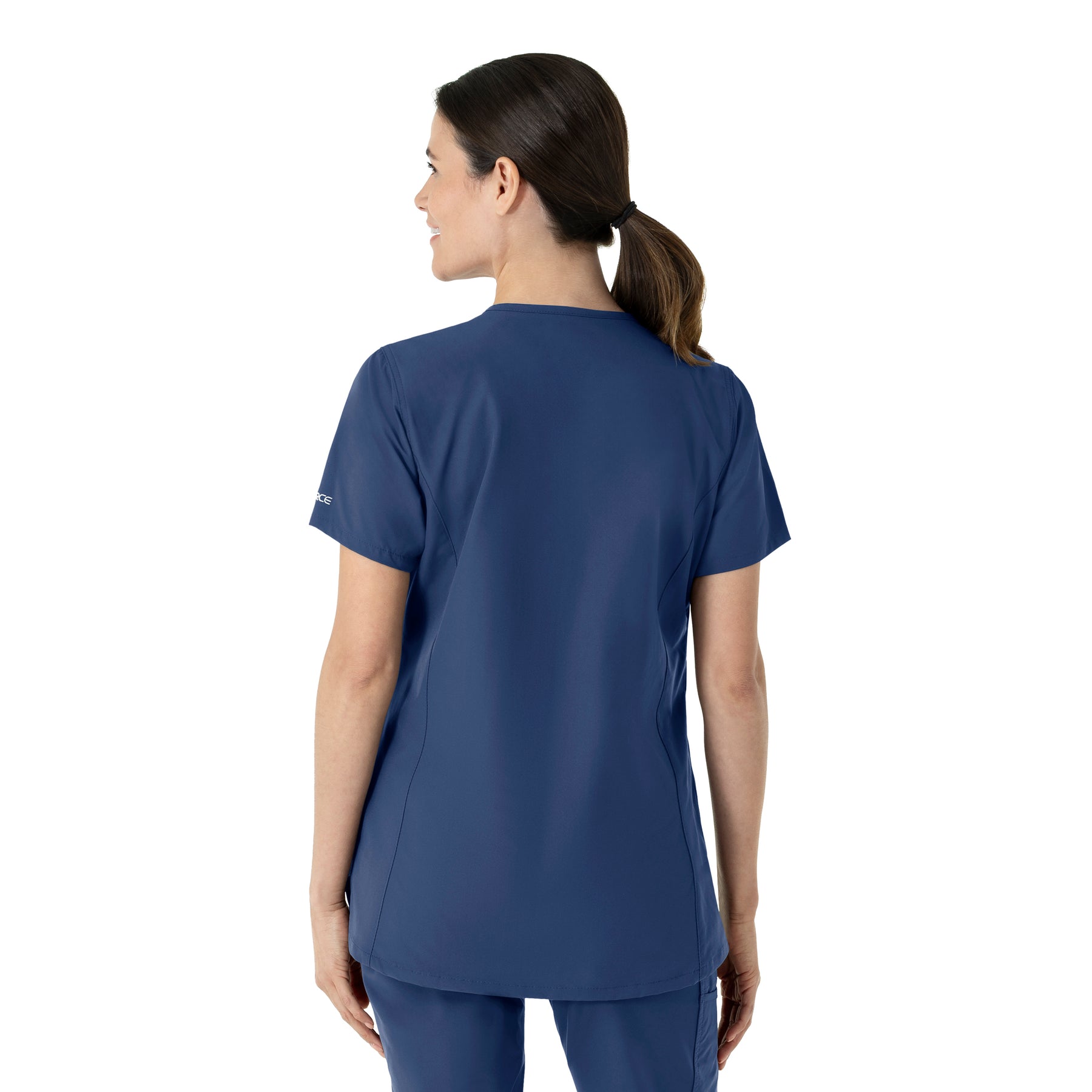Force Essentials Women's Notch Neck Tunic Scrub Top Navy back view