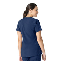 Force Essentials Women's Notch Neck Tunic Scrub Top Navy back view