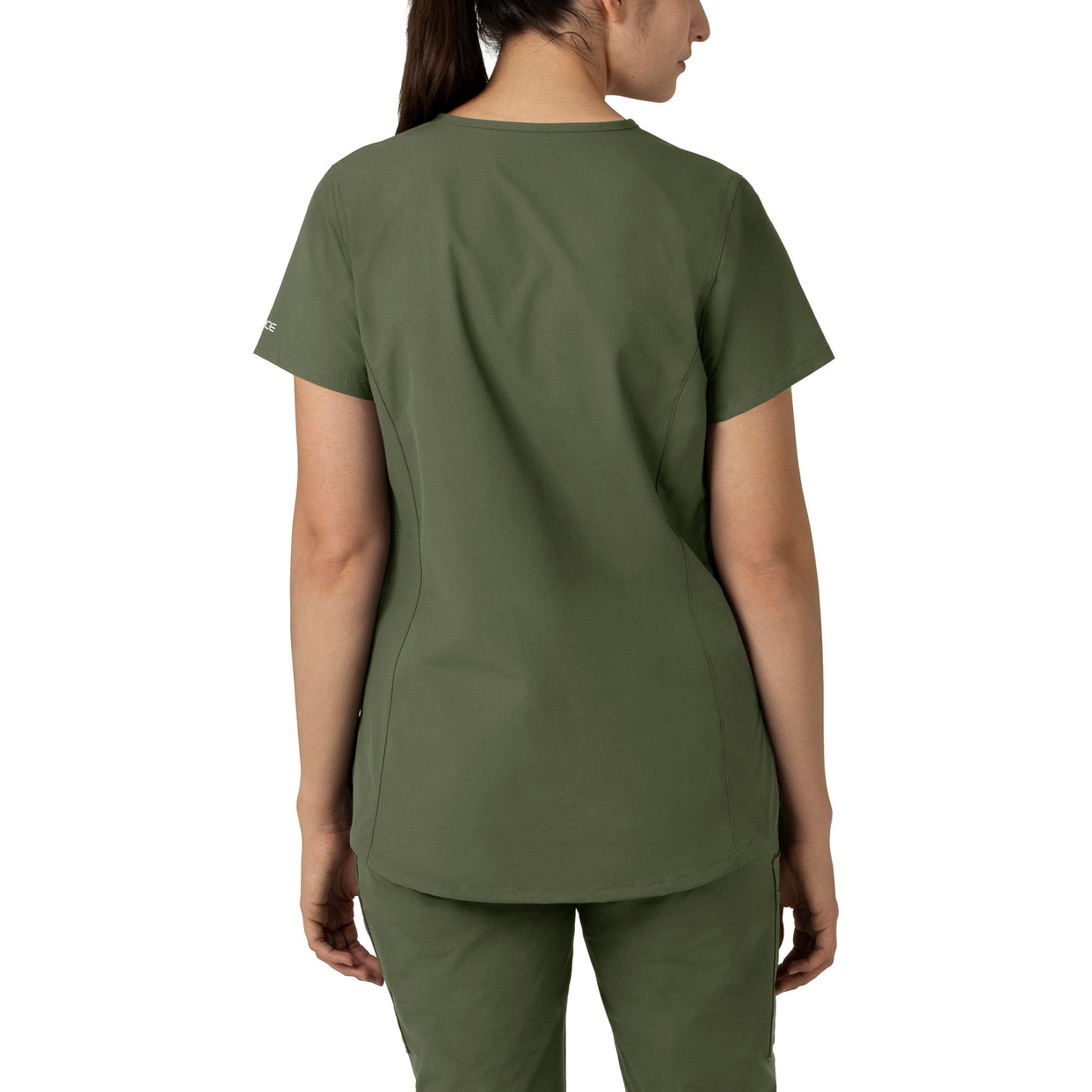 Force Essentials Women's Notch Neck Tunic Scrub Top Olive back view