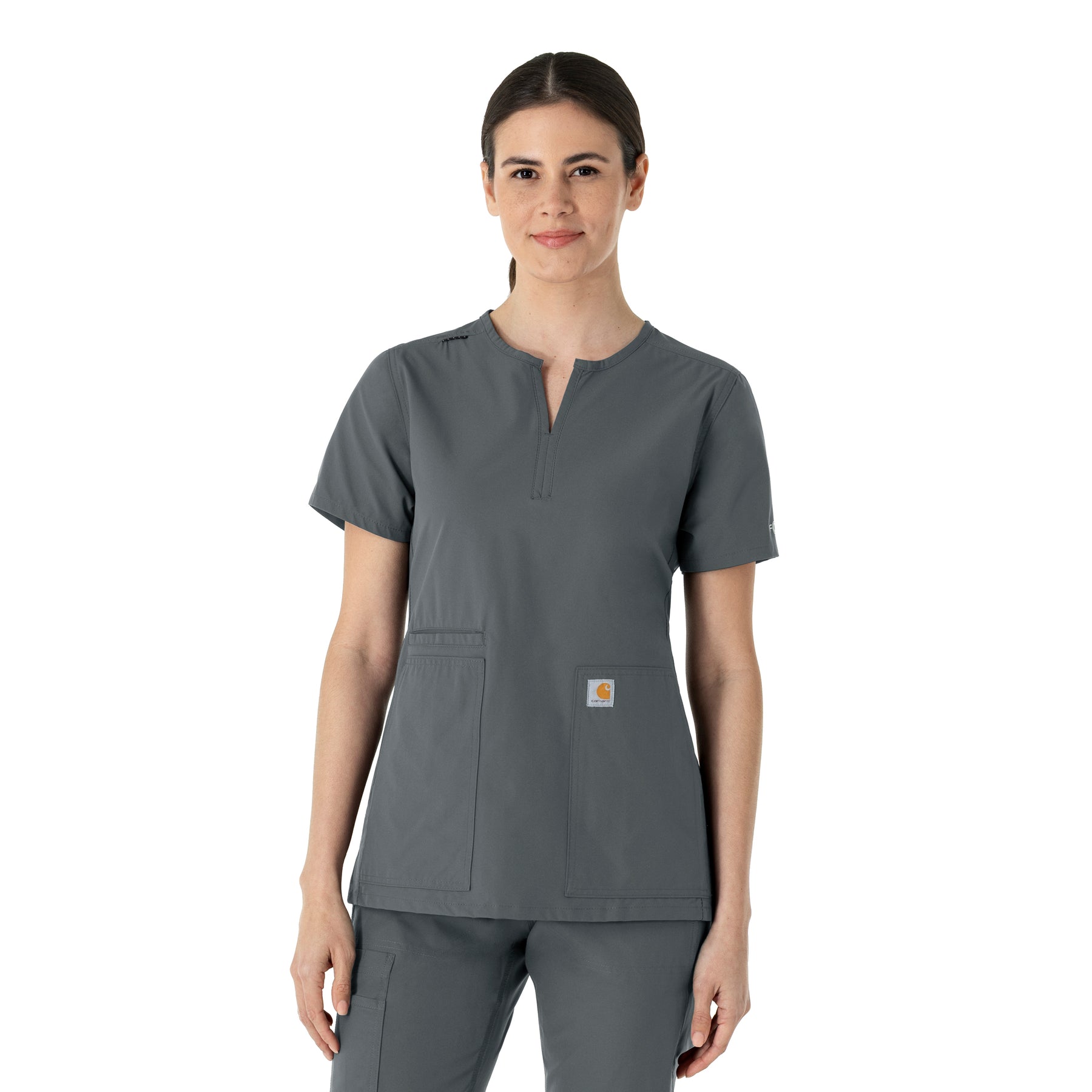 Force Essentials Women's Notch Neck Tunic Scrub Top Pewter