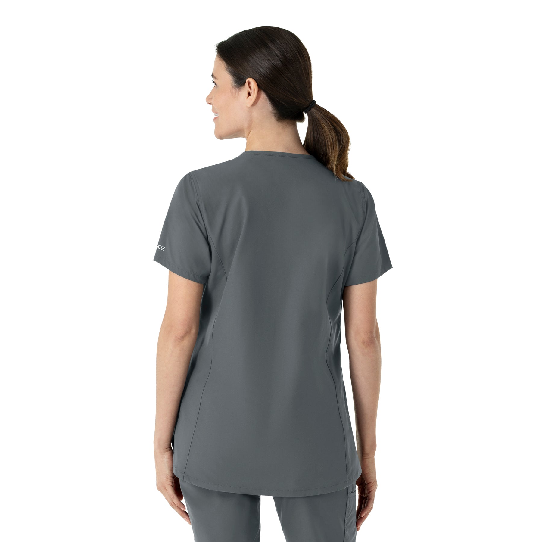 Force Essentials Women's Notch Neck Tunic Scrub Top Pewter back view