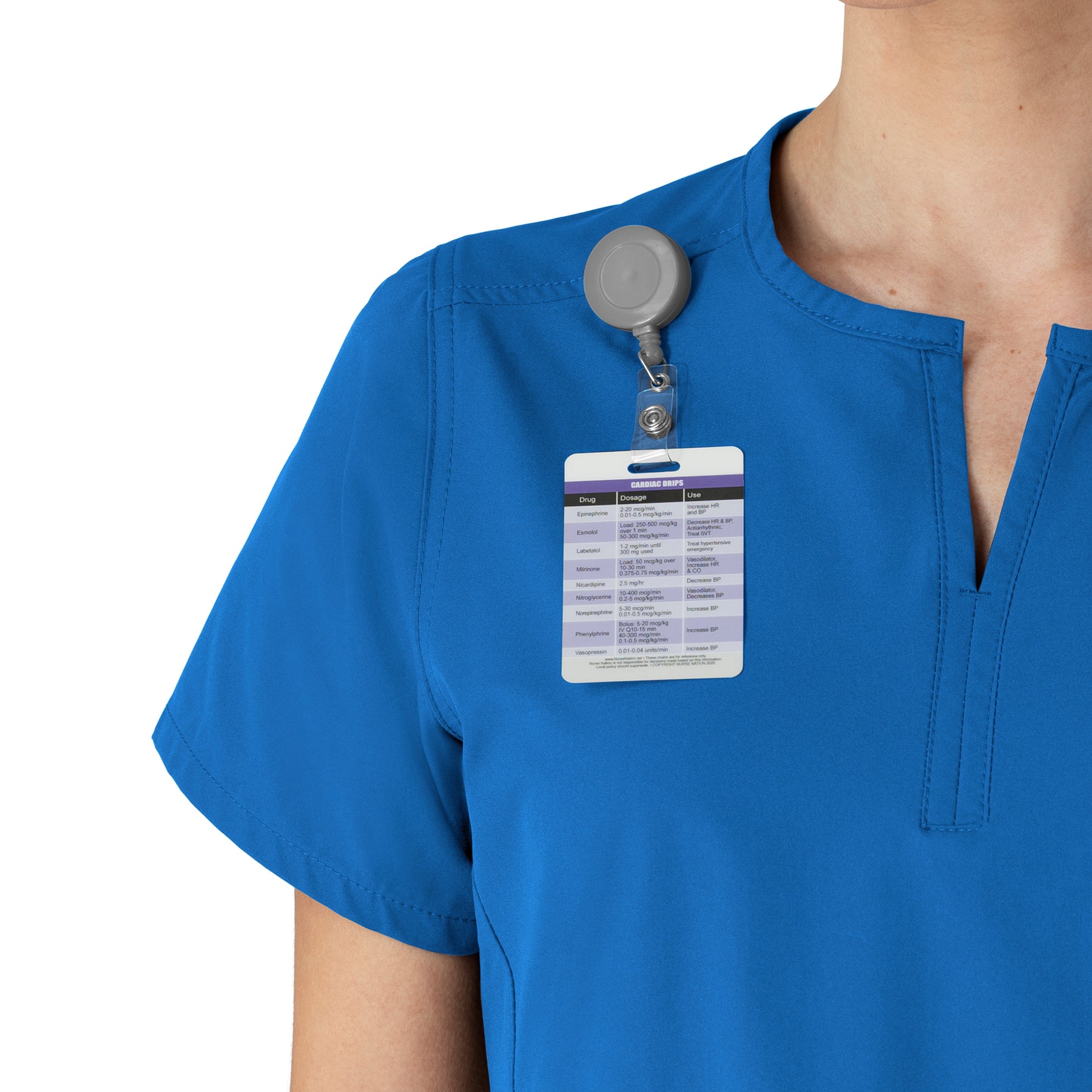 Force Essentials Women's Notch Neck Tunic Scrub Top Royal side detail 2