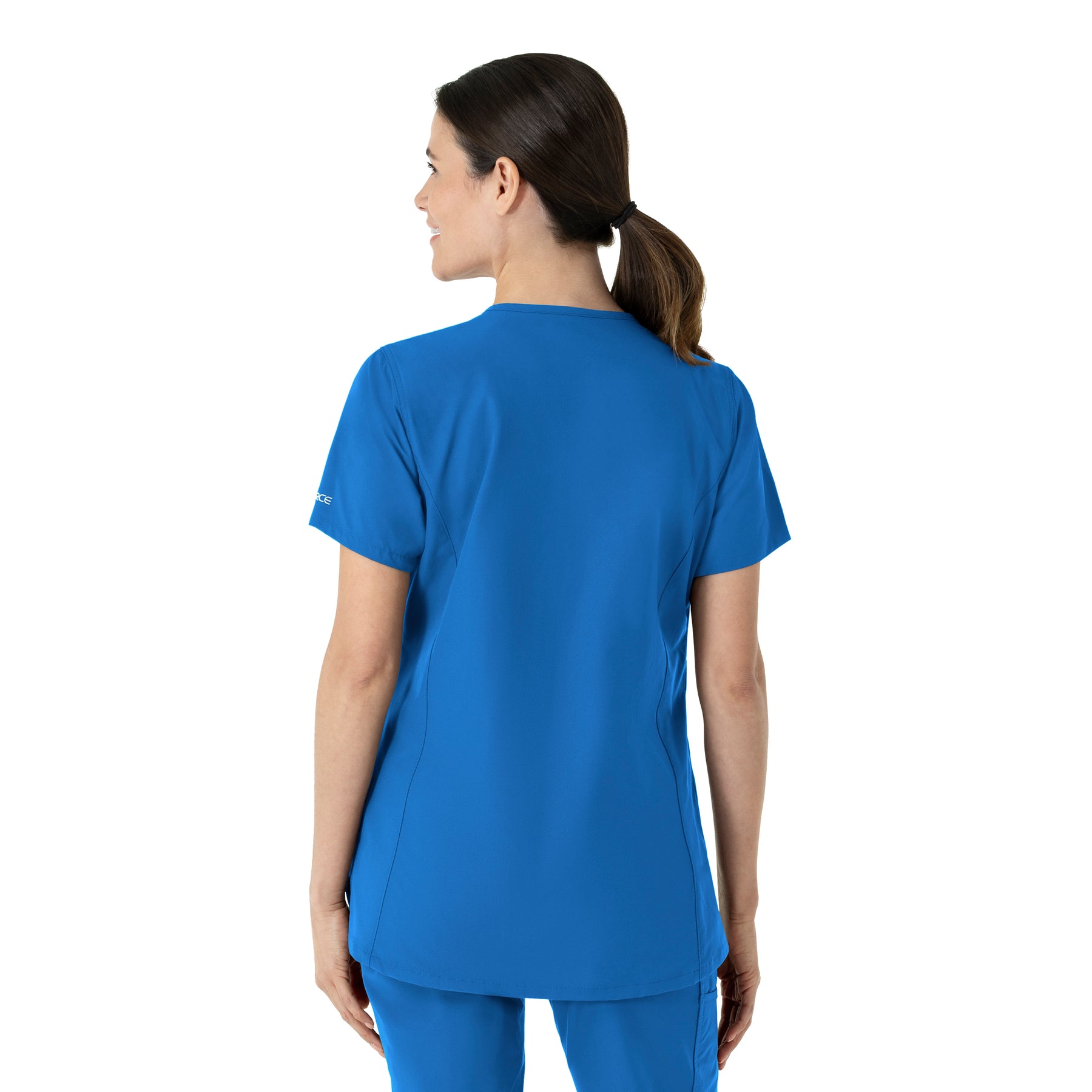Force Essentials Women's Notch Neck Tunic Scrub Top Royal back view