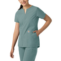 Force Essentials Women's Notch Neck Tunic Scrub Top Summer Blue
