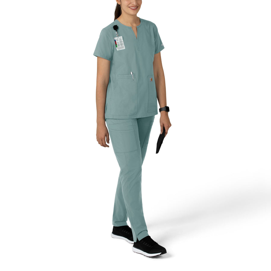 Force Essentials Women's Notch Neck Tunic Scrub Top Summer Blue full scrub set