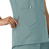 Force Essentials Women's Notch Neck Tunic Scrub Top Summer Blue front detail