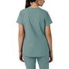 Force Essentials Women's Notch Neck Tunic Scrub Top Summer Blue back view