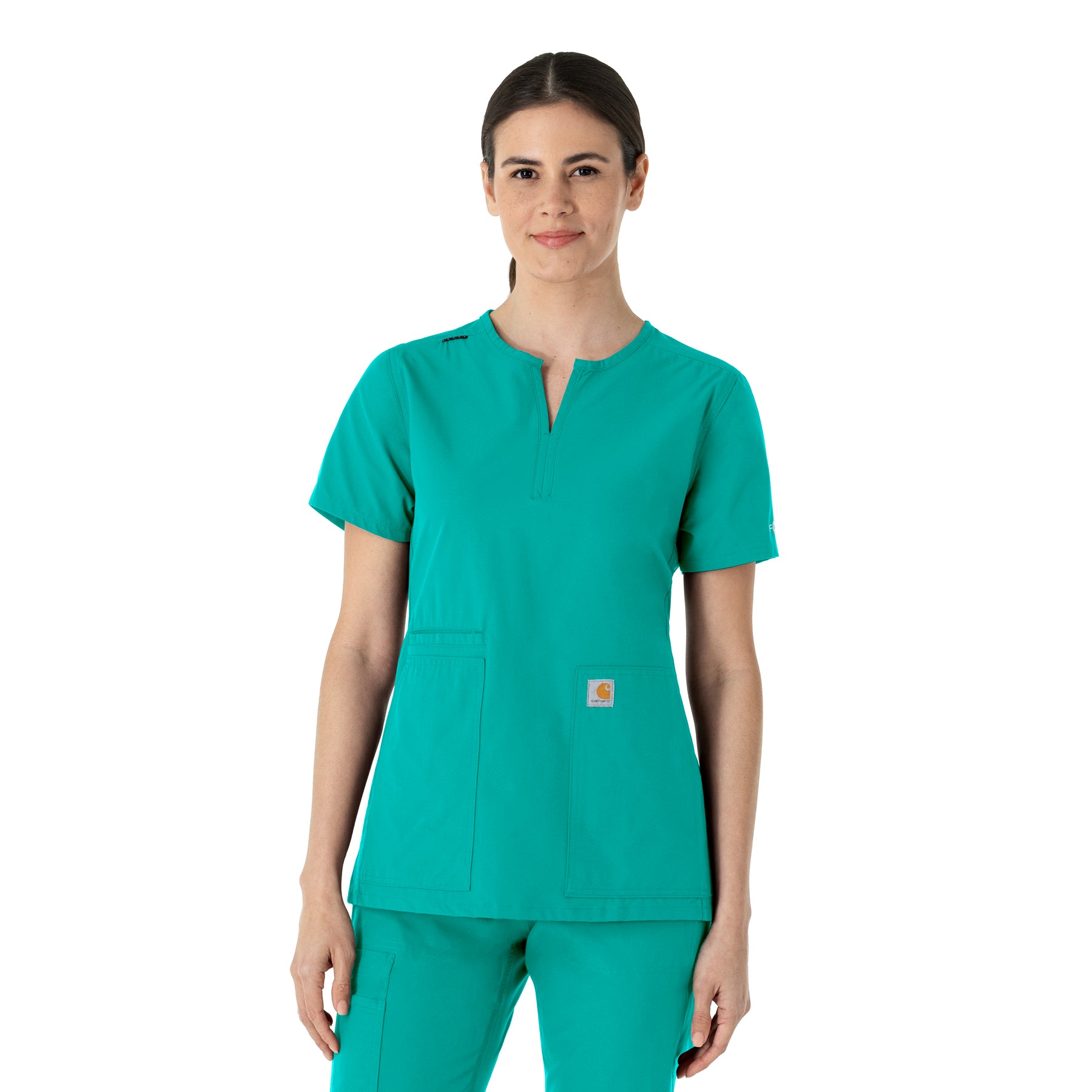 Force Essentials Women's Notch Neck Tunic Scrub Top Teal Blue