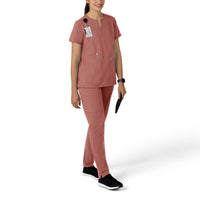 Force Essentials Women's Notch Neck Tunic Scrub Top Wildrose full scrub set
