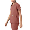 Force Essentials Women's Notch Neck Tunic Scrub Top Wildrose side view