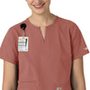 Force Essentials Women's Notch Neck Tunic Scrub Top Wildrose side detail 1