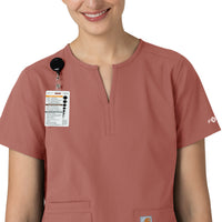 Force Essentials Women's Notch Neck Tunic Scrub Top Wildrose side detail 1