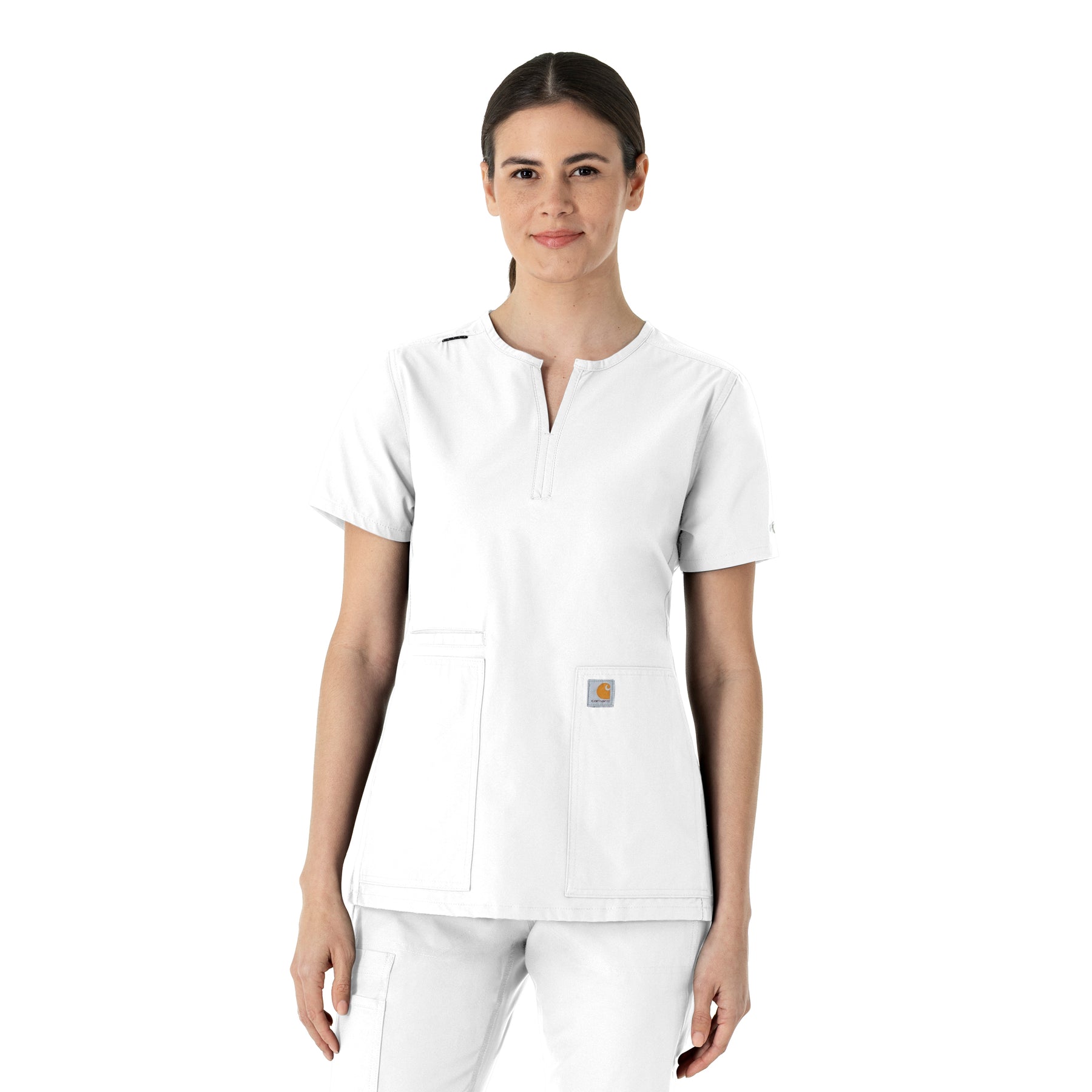 Force Essentials Women's Notch Neck Tunic Scrub Top White
