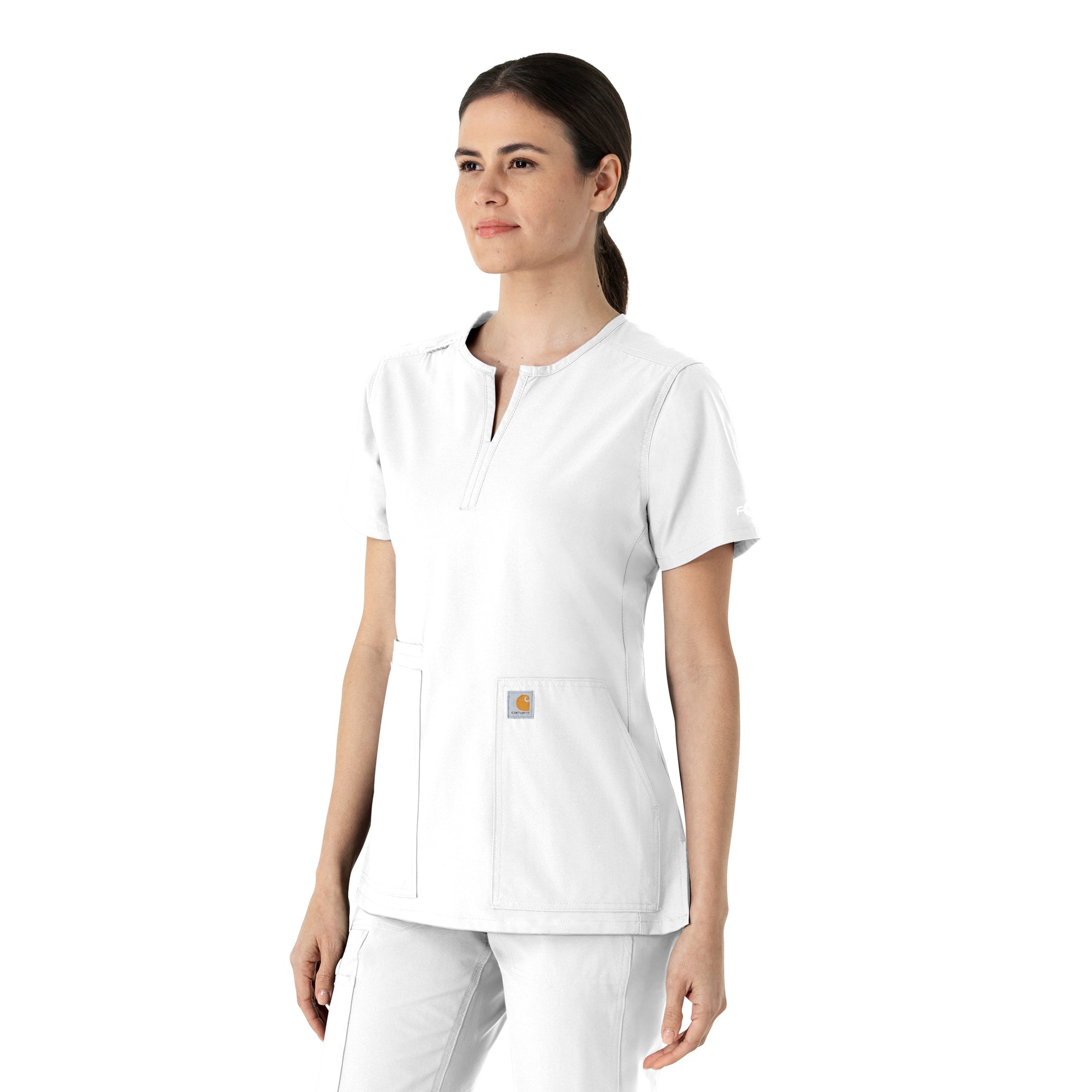Force Essentials Women's Notch Neck Tunic Scrub Top White side view