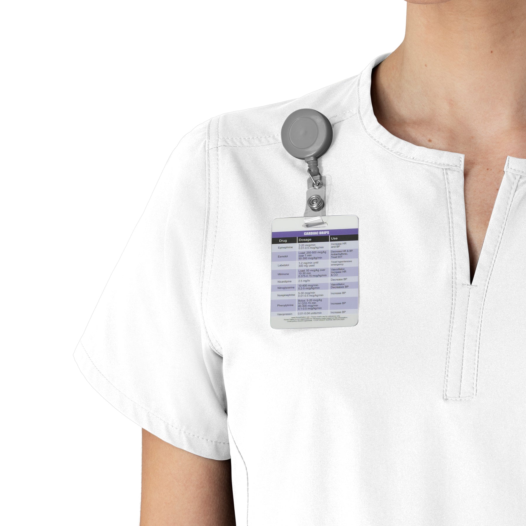 Force Essentials Women's Notch Neck Tunic Scrub Top White side detail 2