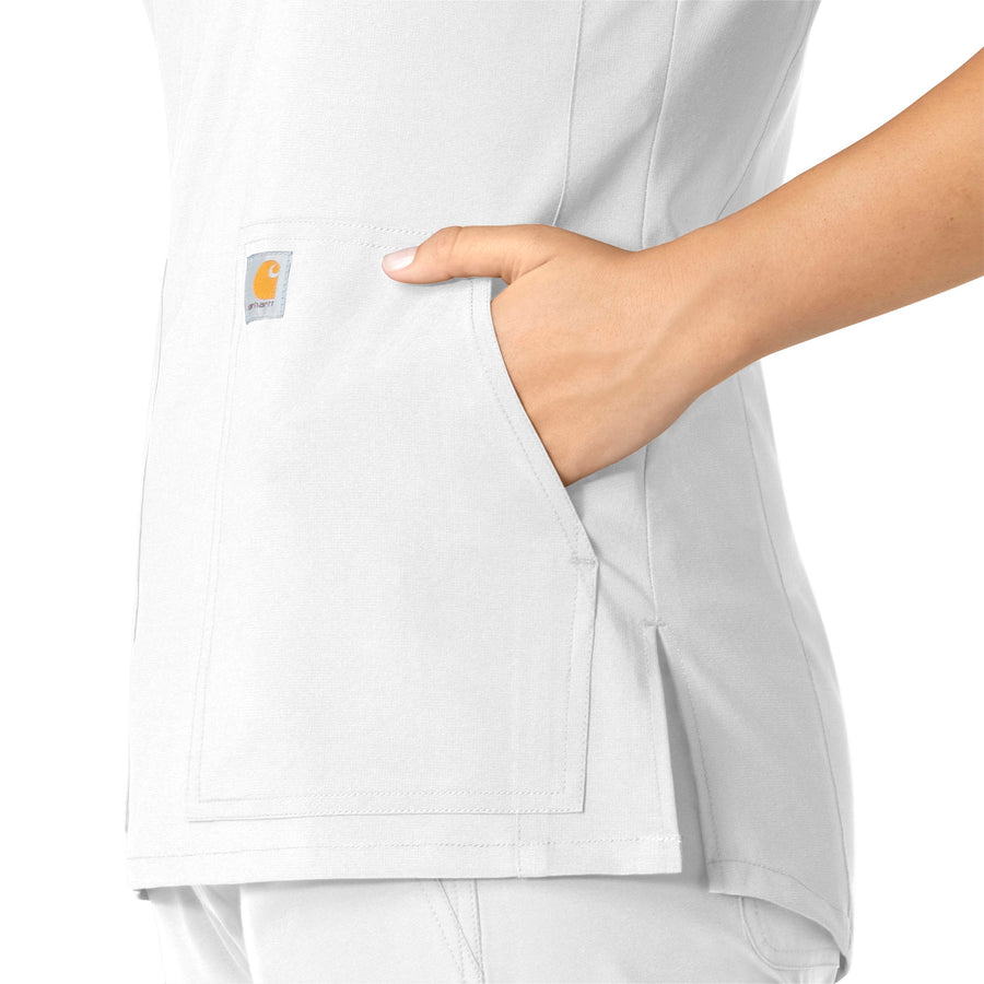 Force Essentials Women's Notch Neck Tunic Scrub Top White side detail 2