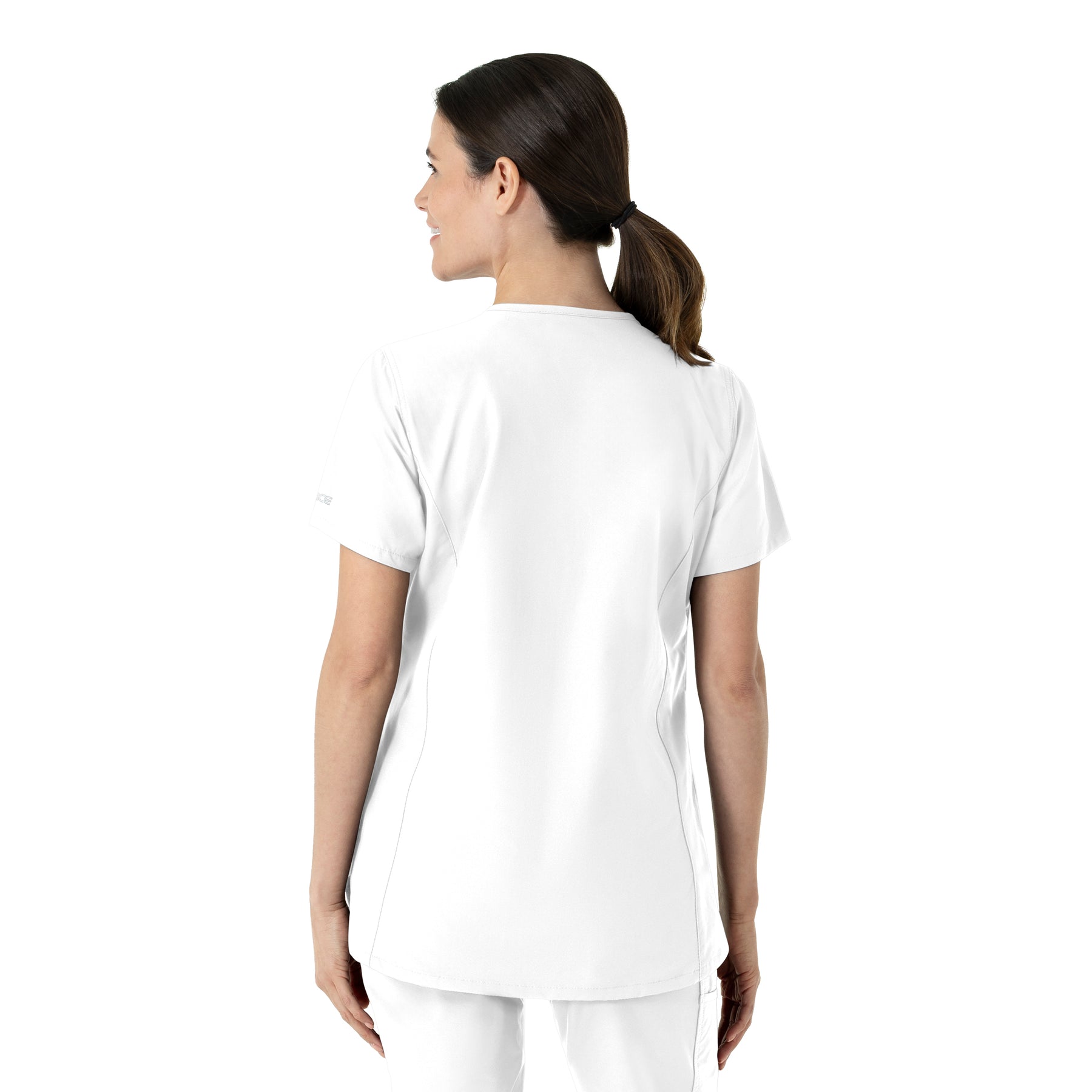 Force Essentials Women's Notch Neck Tunic Scrub Top White back view