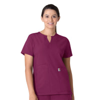 Force Essentials Women's Notch Neck Tunic Scrub Top Wine