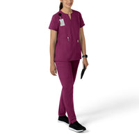 Force Essentials Women's Notch Neck Tunic Scrub Top Wine full scrub set