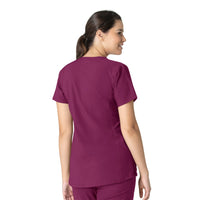 Force Essentials Women's Notch Neck Tunic Scrub Top Wine back view