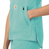 Rugged Flex Peak Women's 4-Pocket V-Neck Scrub Top Aqua Sea side detail 2