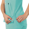 Rugged Flex Peak Women's 4-Pocket V-Neck Scrub Top Aqua Sea hemline detail