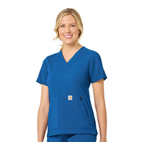 Rugged Flex Peak Women's 4-Pocket V-Neck Scrub Top Royal